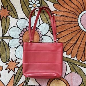 *Not Coach* Vintage Cherry Red Leather Tote Bag